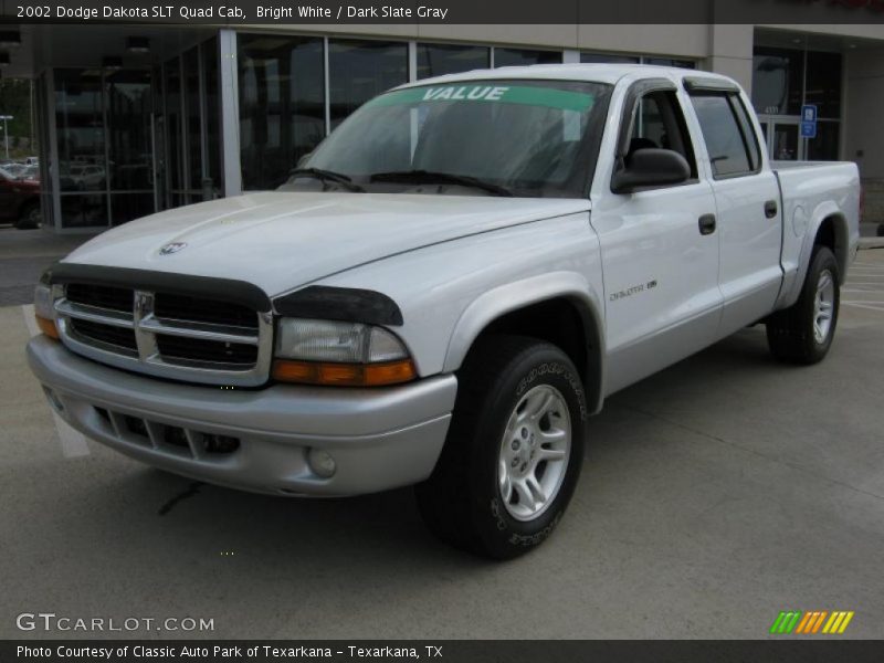 Bright White / Dark Slate Gray 2002 Dodge Dakota SLT Quad Cab