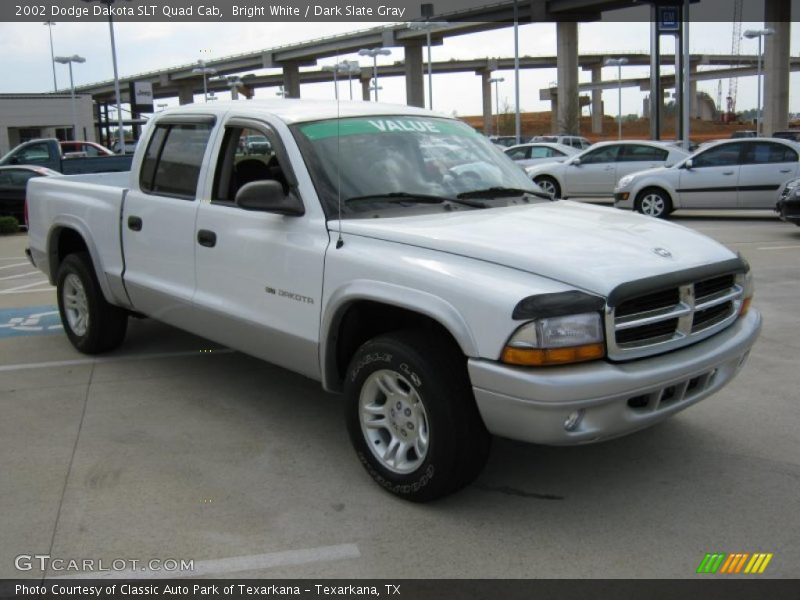 Bright White / Dark Slate Gray 2002 Dodge Dakota SLT Quad Cab