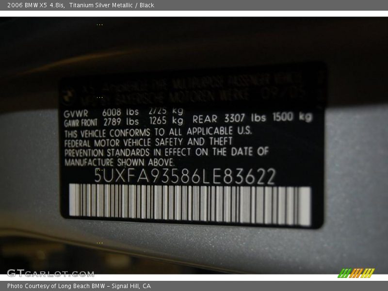 Titanium Silver Metallic / Black 2006 BMW X5 4.8is