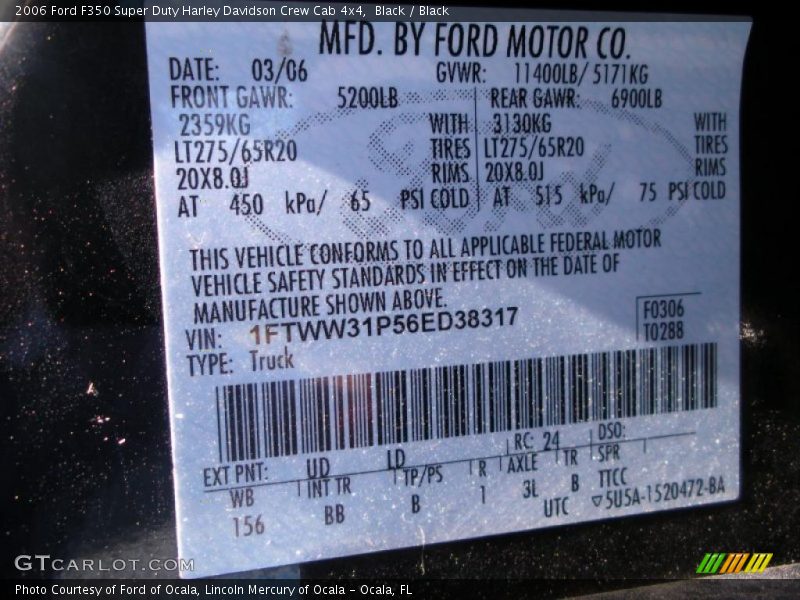 Black / Black 2006 Ford F350 Super Duty Harley Davidson Crew Cab 4x4