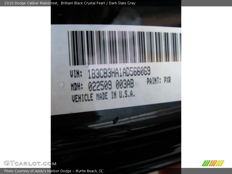Brilliant Black Crystal Pearl / Dark Slate Gray 2010 Dodge Caliber Mainstreet