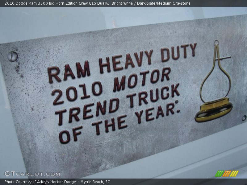 Bright White / Dark Slate/Medium Graystone 2010 Dodge Ram 3500 Big Horn Edition Crew Cab Dually