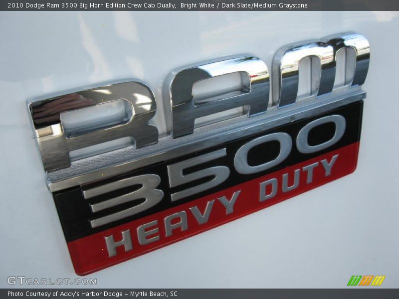 Bright White / Dark Slate/Medium Graystone 2010 Dodge Ram 3500 Big Horn Edition Crew Cab Dually