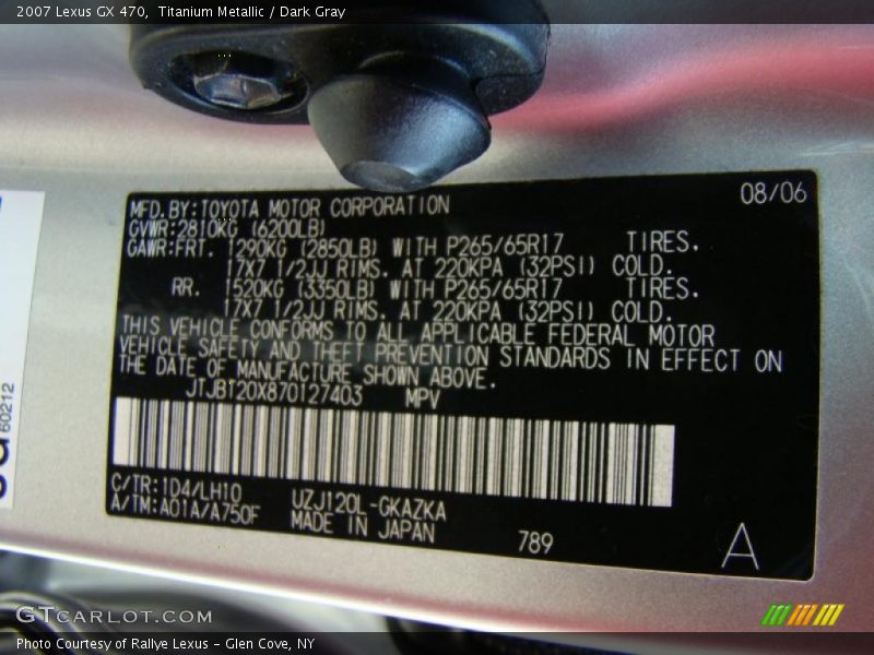 Titanium Metallic / Dark Gray 2007 Lexus GX 470