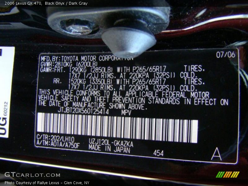 Black Onyx / Dark Gray 2006 Lexus GX 470