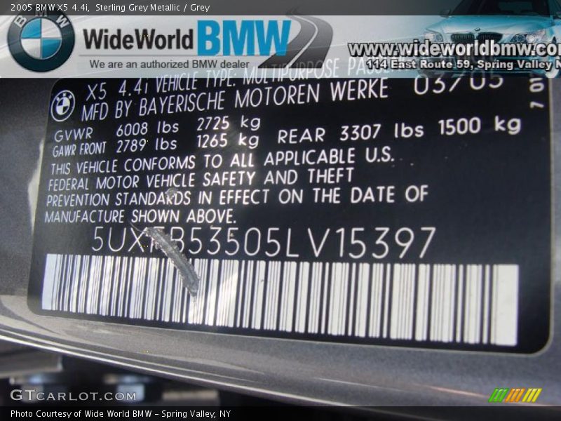 Sterling Grey Metallic / Grey 2005 BMW X5 4.4i