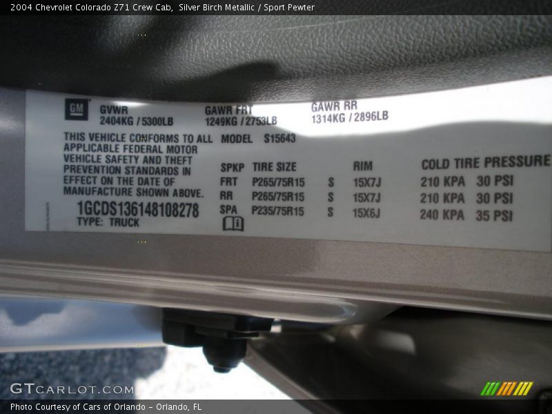 Silver Birch Metallic / Sport Pewter 2004 Chevrolet Colorado Z71 Crew Cab