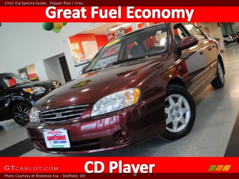 Pepper Red / Grey 2003 Kia Spectra Sedan