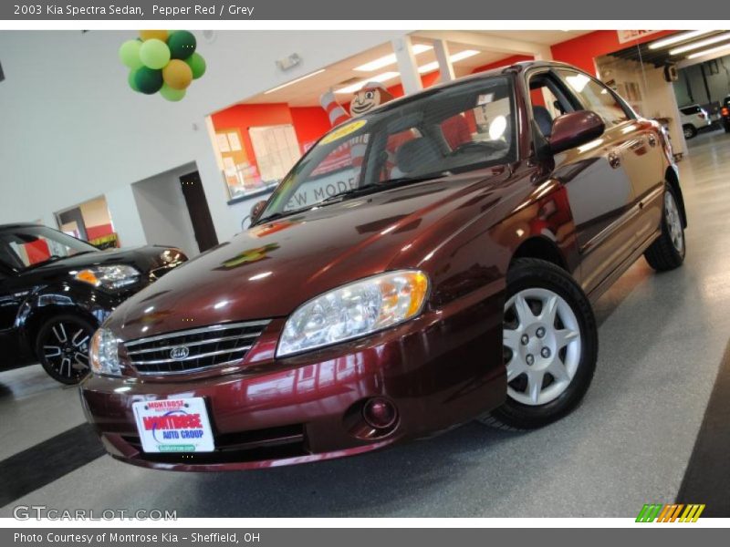 Pepper Red / Grey 2003 Kia Spectra Sedan