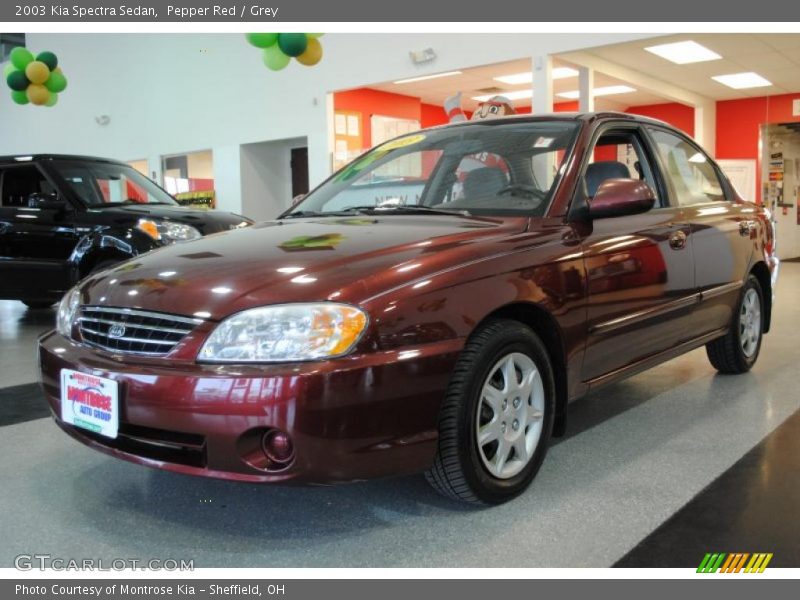 Pepper Red / Grey 2003 Kia Spectra Sedan