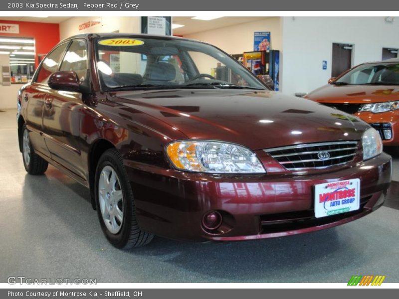 Pepper Red / Grey 2003 Kia Spectra Sedan
