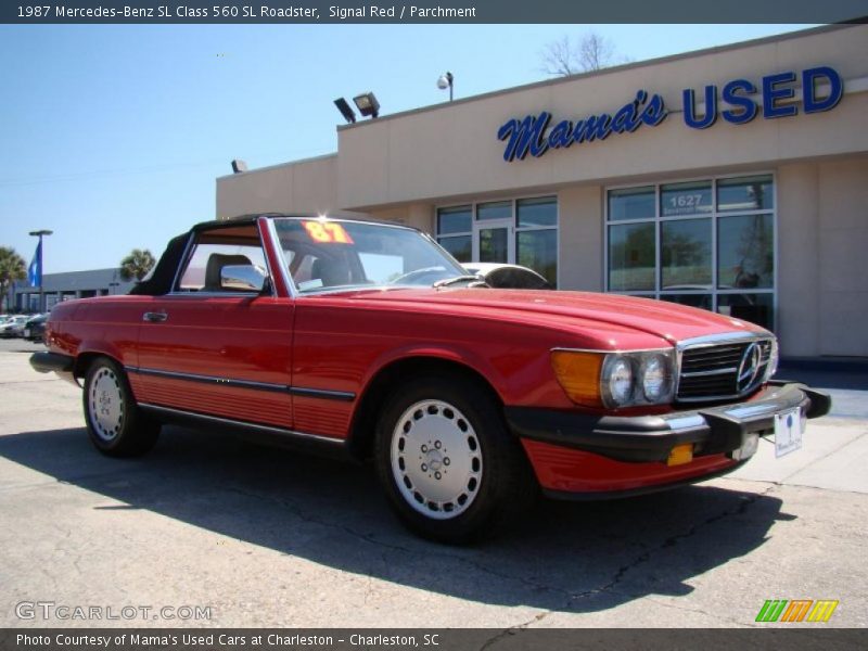 Signal Red / Parchment 1987 Mercedes-Benz SL Class 560 SL Roadster