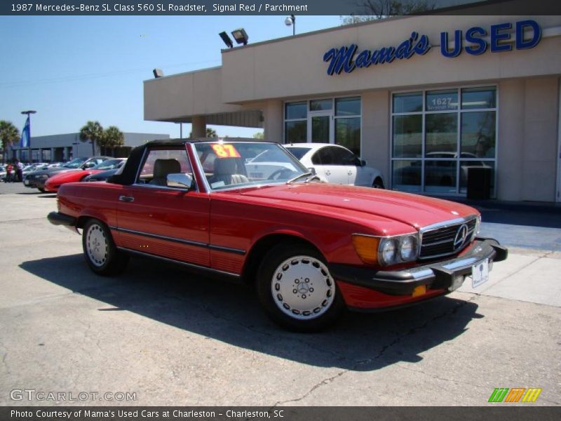 Signal Red / Parchment 1987 Mercedes-Benz SL Class 560 SL Roadster