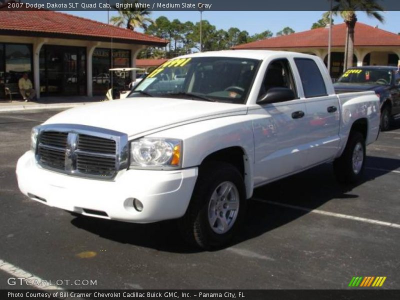 Bright White / Medium Slate Gray 2007 Dodge Dakota SLT Quad Cab
