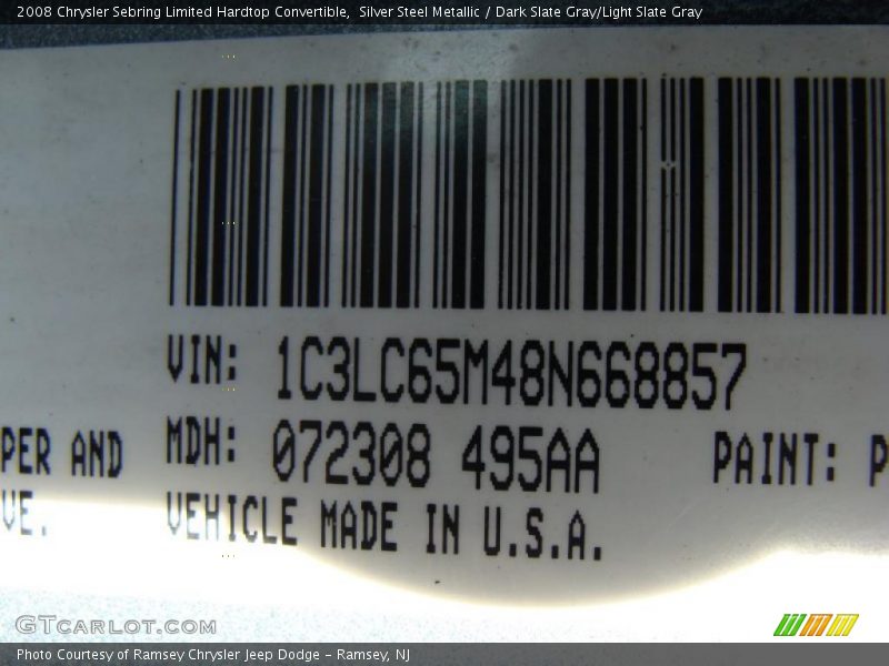 Silver Steel Metallic / Dark Slate Gray/Light Slate Gray 2008 Chrysler Sebring Limited Hardtop Convertible