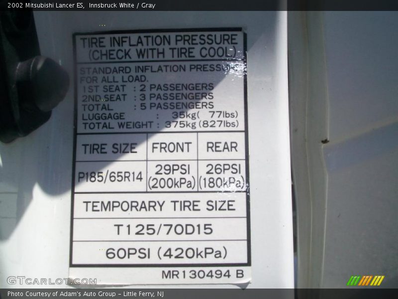 Innsbruck White / Gray 2002 Mitsubishi Lancer ES