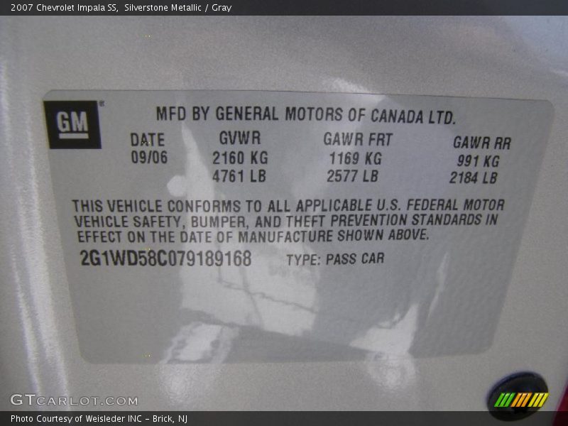 Silverstone Metallic / Gray 2007 Chevrolet Impala SS