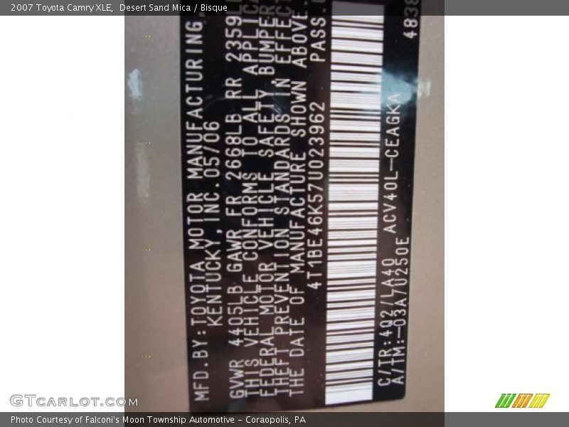Desert Sand Mica / Bisque 2007 Toyota Camry XLE