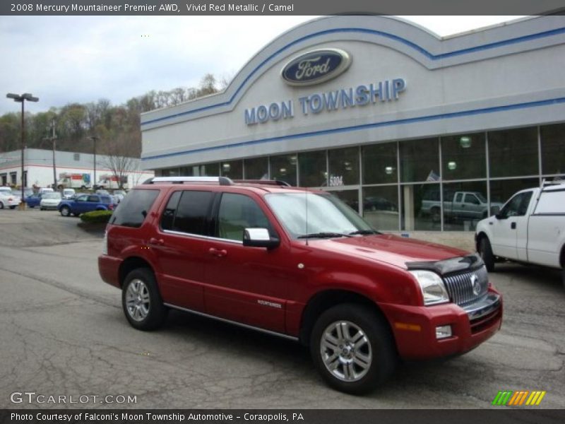 Vivid Red Metallic / Camel 2008 Mercury Mountaineer Premier AWD