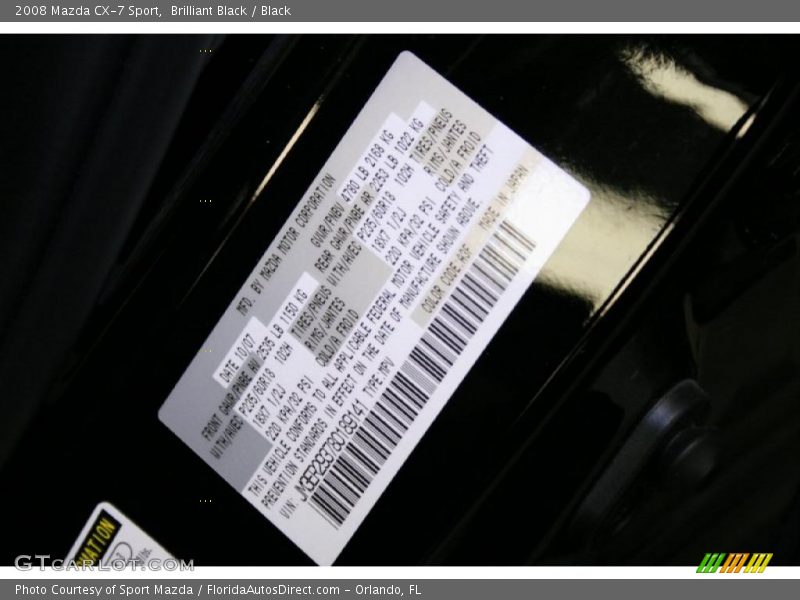 Brilliant Black / Black 2008 Mazda CX-7 Sport