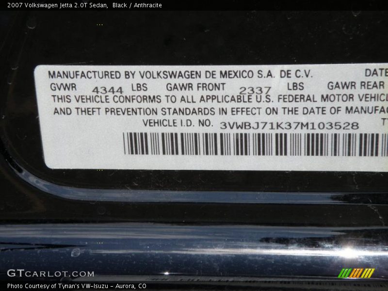 Black / Anthracite 2007 Volkswagen Jetta 2.0T Sedan