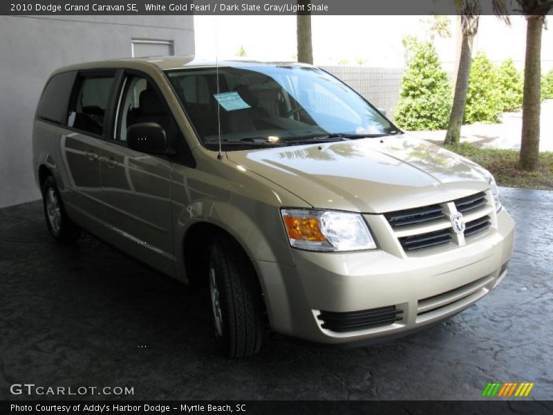 White Gold Pearl / Dark Slate Gray/Light Shale 2010 Dodge Grand Caravan SE