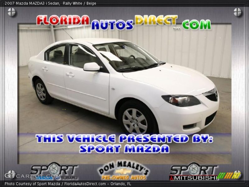 Rally White / Beige 2007 Mazda MAZDA3 i Sedan