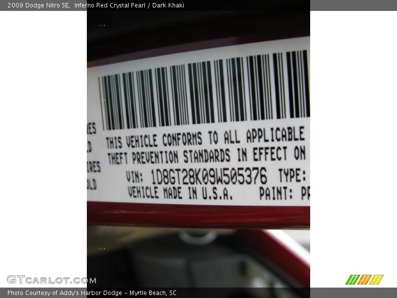 Inferno Red Crystal Pearl / Dark Khaki 2009 Dodge Nitro SE