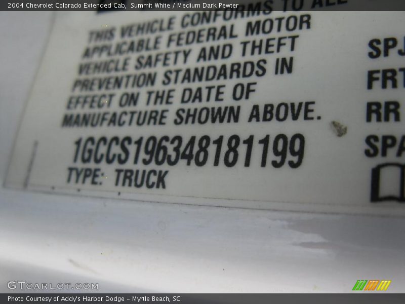 Summit White / Medium Dark Pewter 2004 Chevrolet Colorado Extended Cab