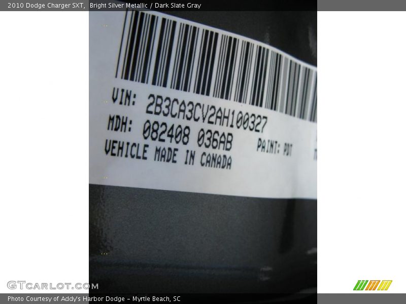Bright Silver Metallic / Dark Slate Gray 2010 Dodge Charger SXT