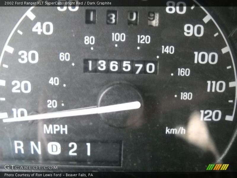 Bright Red / Dark Graphite 2002 Ford Ranger XLT SuperCab