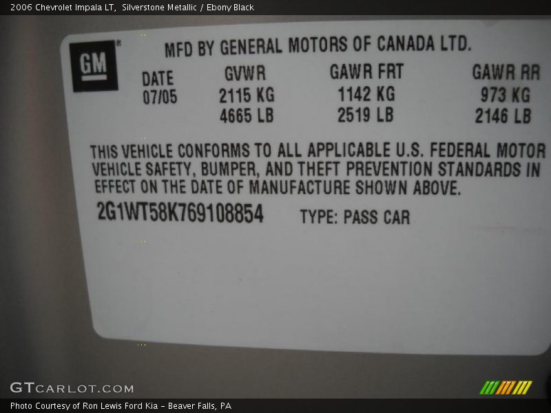 Silverstone Metallic / Ebony Black 2006 Chevrolet Impala LT