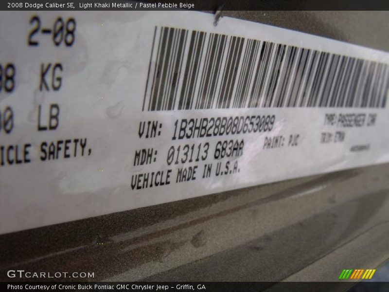 Light Khaki Metallic / Pastel Pebble Beige 2008 Dodge Caliber SE
