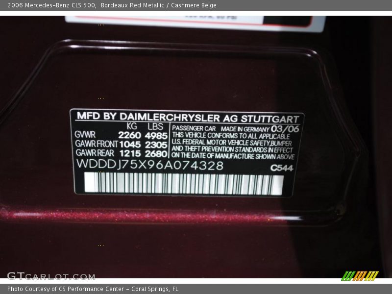 Bordeaux Red Metallic / Cashmere Beige 2006 Mercedes-Benz CLS 500