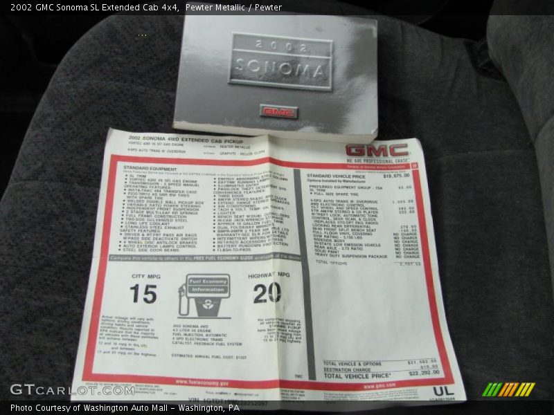 Pewter Metallic / Pewter 2002 GMC Sonoma SL Extended Cab 4x4