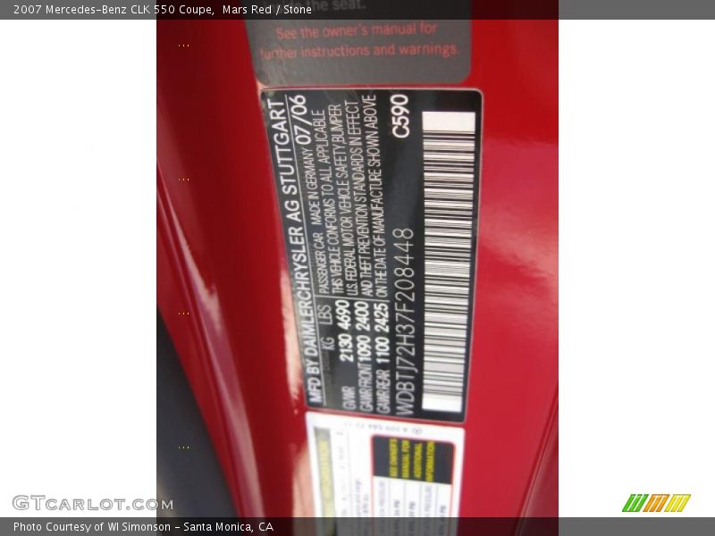 Mars Red / Stone 2007 Mercedes-Benz CLK 550 Coupe