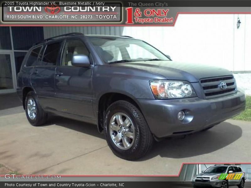Bluestone Metallic / Ivory 2005 Toyota Highlander V6