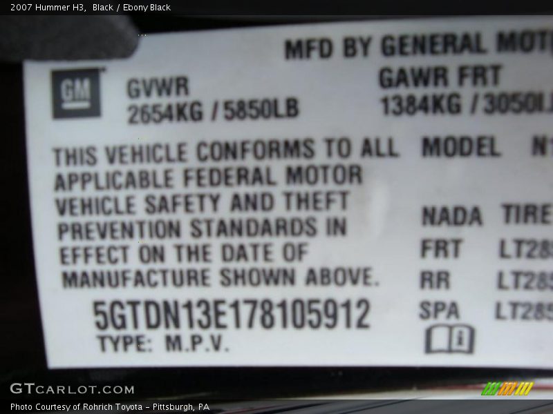 Black / Ebony Black 2007 Hummer H3