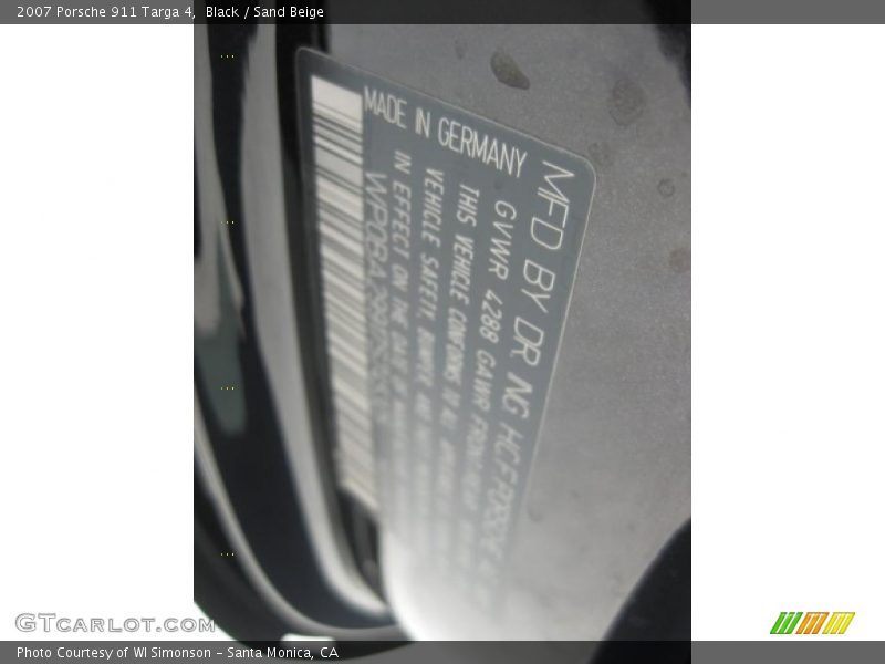 Black / Sand Beige 2007 Porsche 911 Targa 4