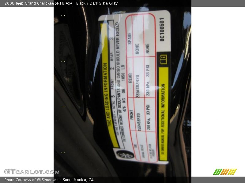 Black / Dark Slate Gray 2008 Jeep Grand Cherokee SRT8 4x4