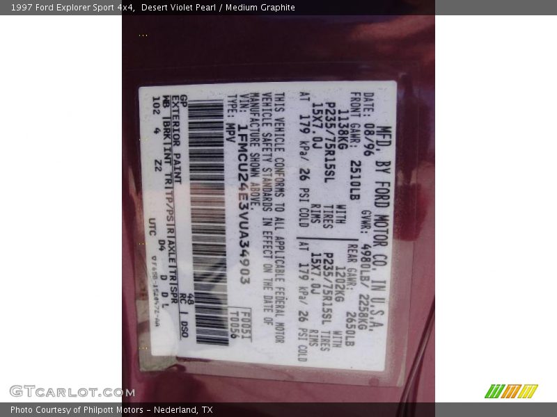 Desert Violet Pearl / Medium Graphite 1997 Ford Explorer Sport 4x4