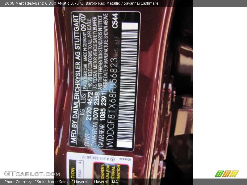 Barolo Red Metallic / Savanna/Cashmere 2008 Mercedes-Benz C 300 4Matic Luxury