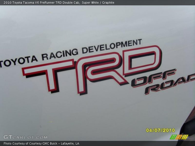 Super White / Graphite 2010 Toyota Tacoma V6 PreRunner TRD Double Cab