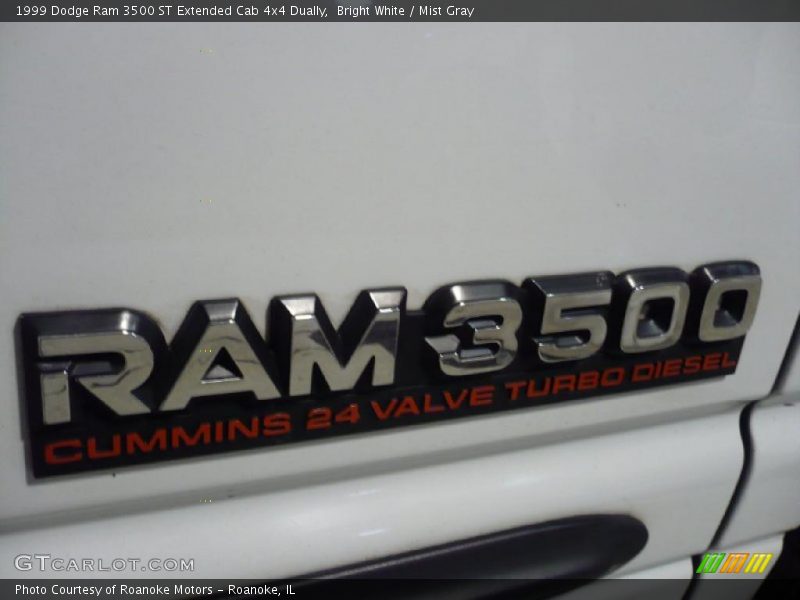 Bright White / Mist Gray 1999 Dodge Ram 3500 ST Extended Cab 4x4 Dually