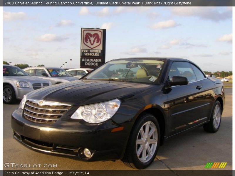 Brilliant Black Crystal Pearl / Dark Khaki/Light Graystone 2008 Chrysler Sebring Touring Hardtop Convertible
