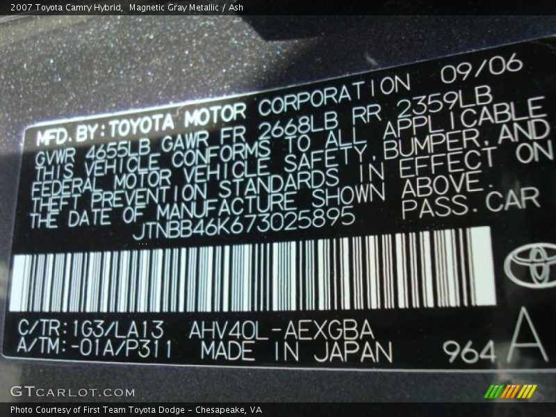 Magnetic Gray Metallic / Ash 2007 Toyota Camry Hybrid