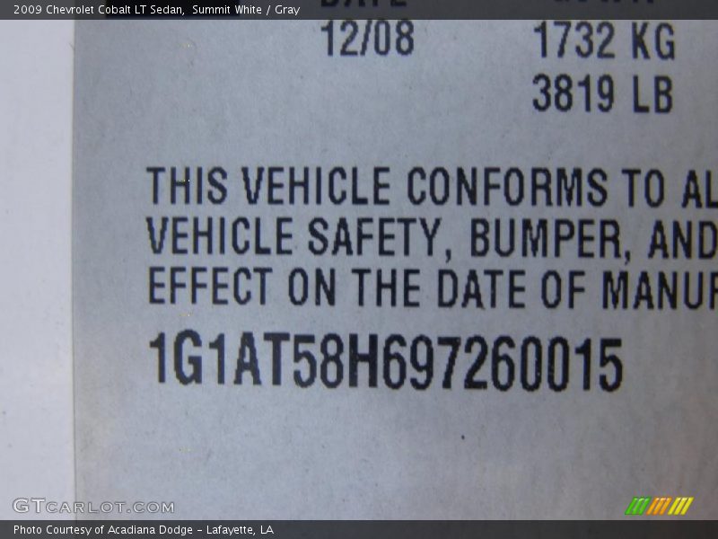 Summit White / Gray 2009 Chevrolet Cobalt LT Sedan