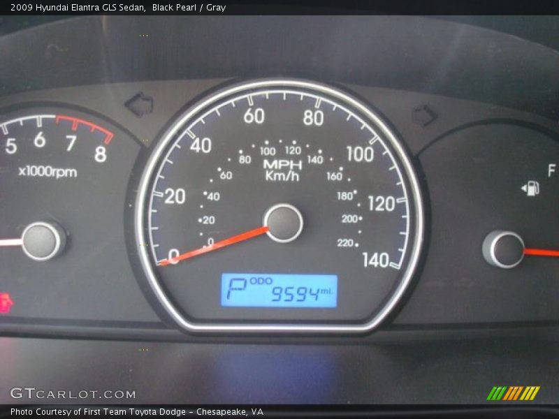 Black Pearl / Gray 2009 Hyundai Elantra GLS Sedan
