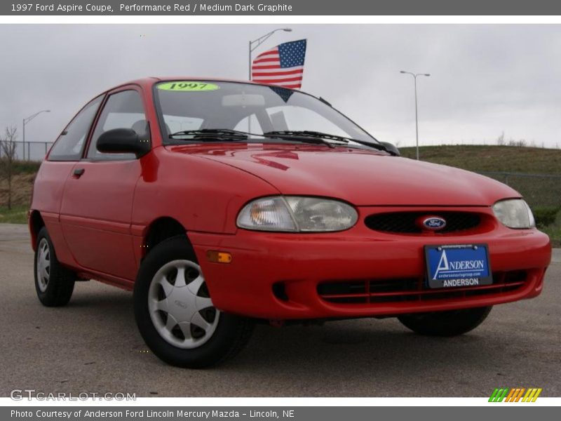 Performance Red / Medium Dark Graphite 1997 Ford Aspire Coupe