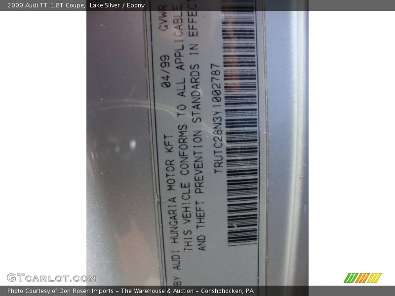 Lake Silver / Ebony 2000 Audi TT 1.8T Coupe